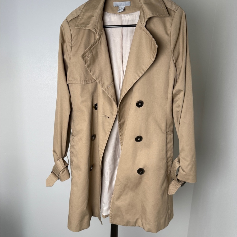 H&M Double-Breasted Trench Coat • Beige/Tan • Size 10